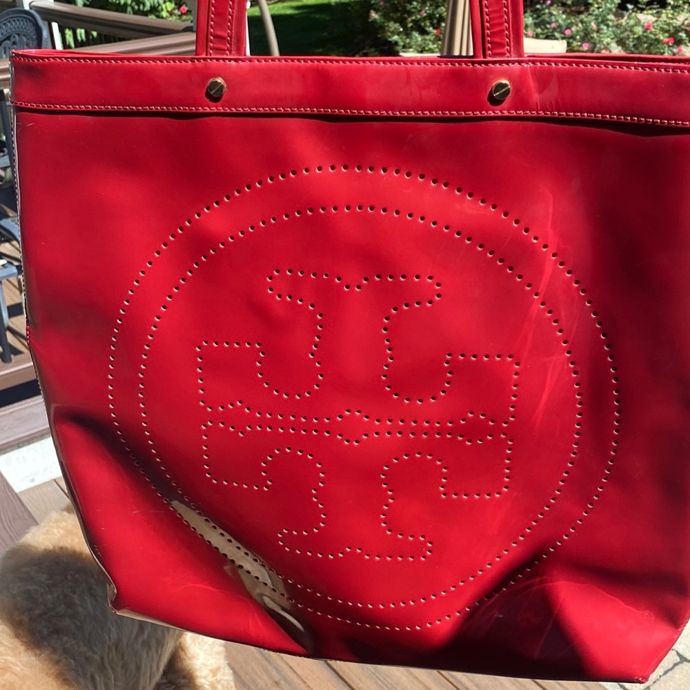 Burgundy red Tory Burch tote bag